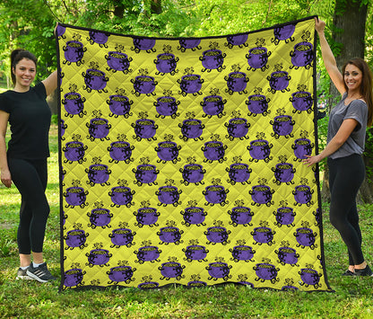 Halloween Witch Cauldron Pattern Print Quilt