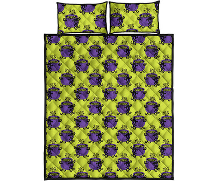 Halloween Witch Cauldron Pattern Print Quilt Bed Set