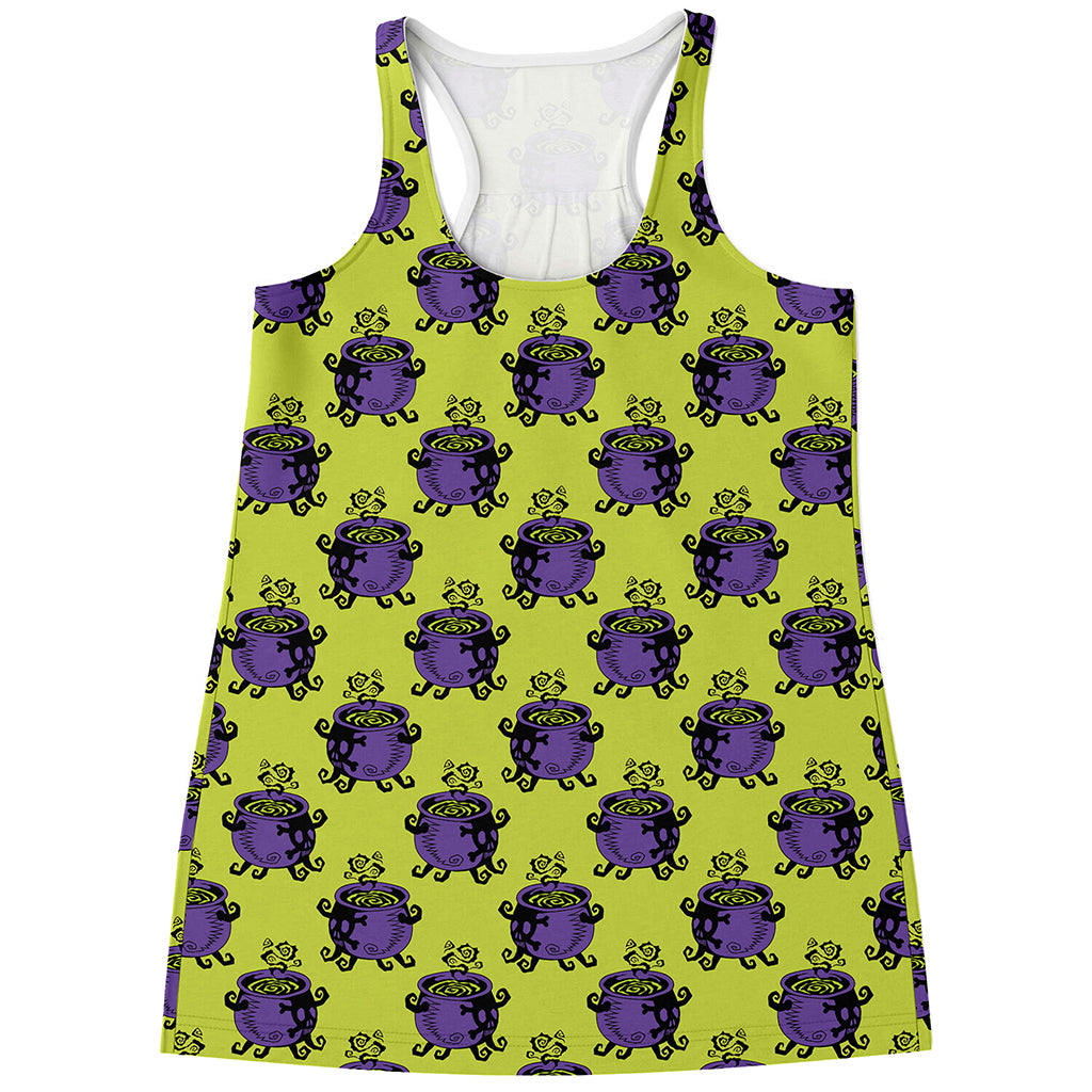 Halloween Witch Cauldron Pattern Print Women's Racerback Tank Top