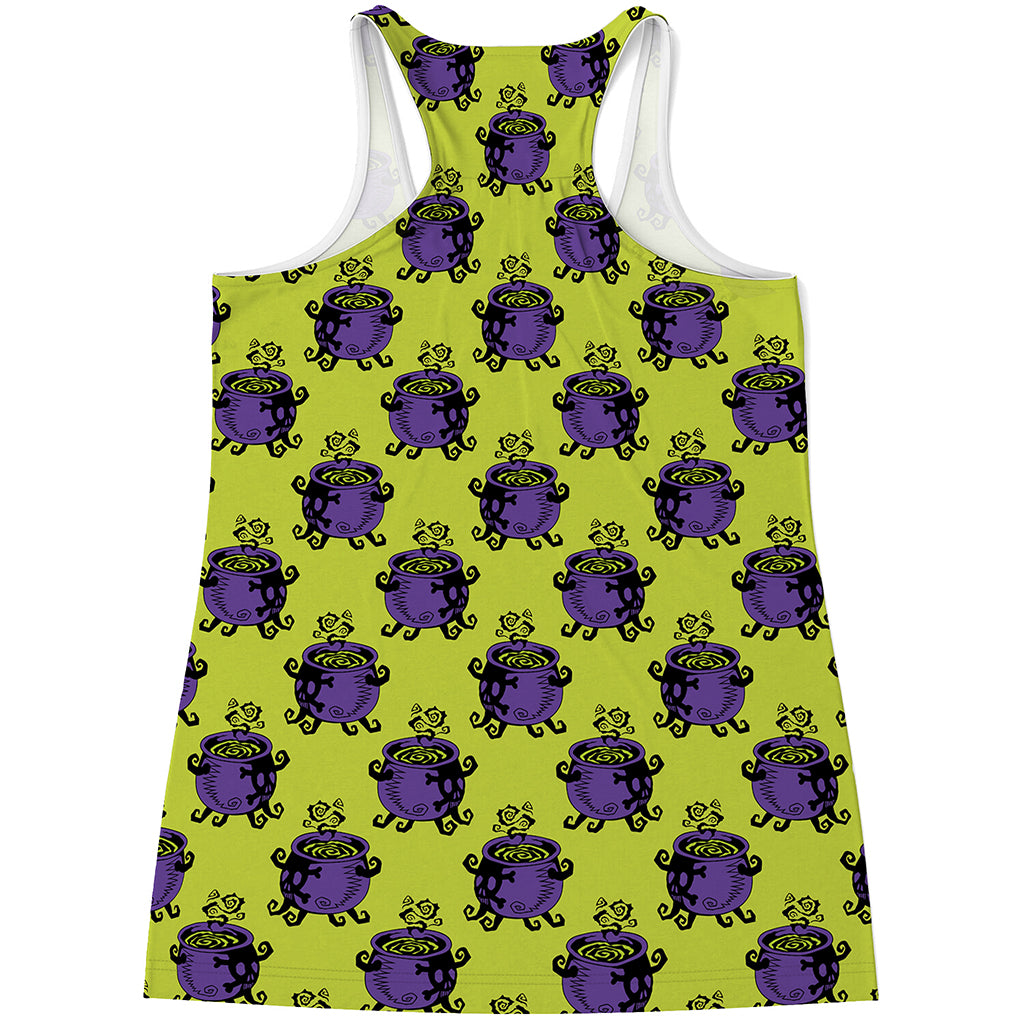 Halloween Witch Cauldron Pattern Print Women's Racerback Tank Top
