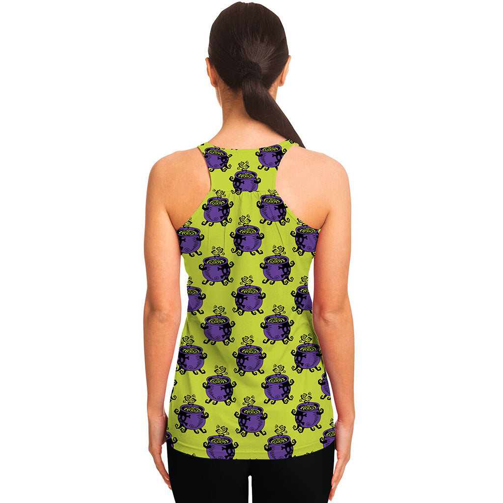 Halloween Witch Cauldron Pattern Print Women's Racerback Tank Top