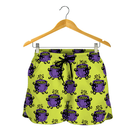 Halloween Witch Cauldron Pattern Print Women's Shorts