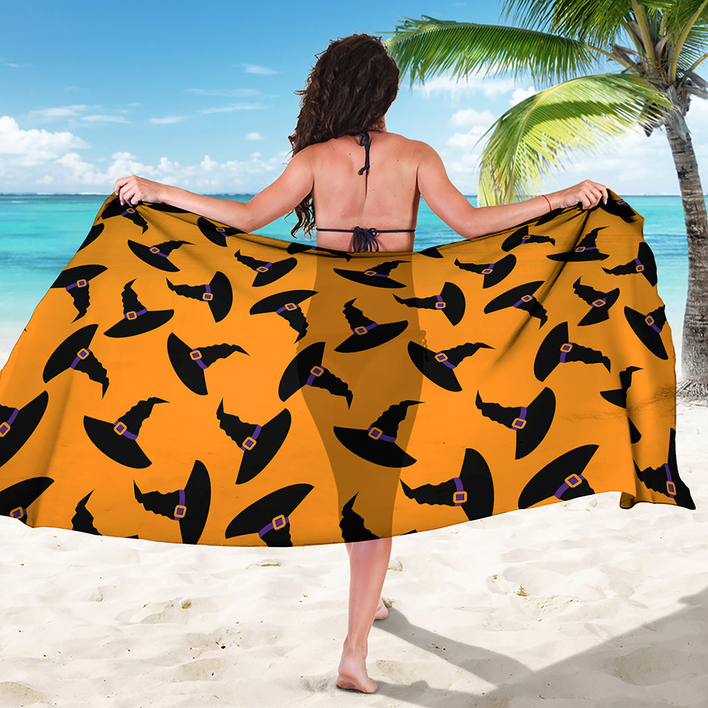 Halloween Witch Hat Pattern Print Beach Sarong Wrap