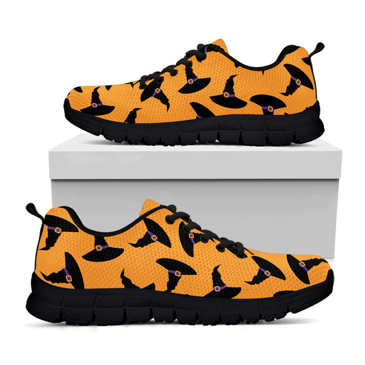 Halloween Witch Hat Pattern Print Black Sneakers