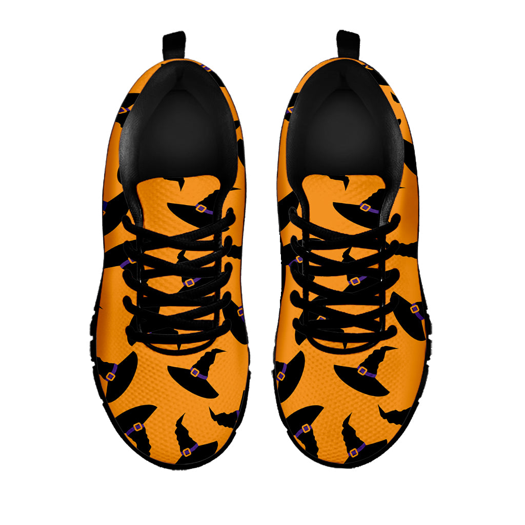 Halloween Witch Hat Pattern Print Black Sneakers