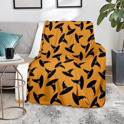 Halloween Witch Hat Pattern Print Blanket