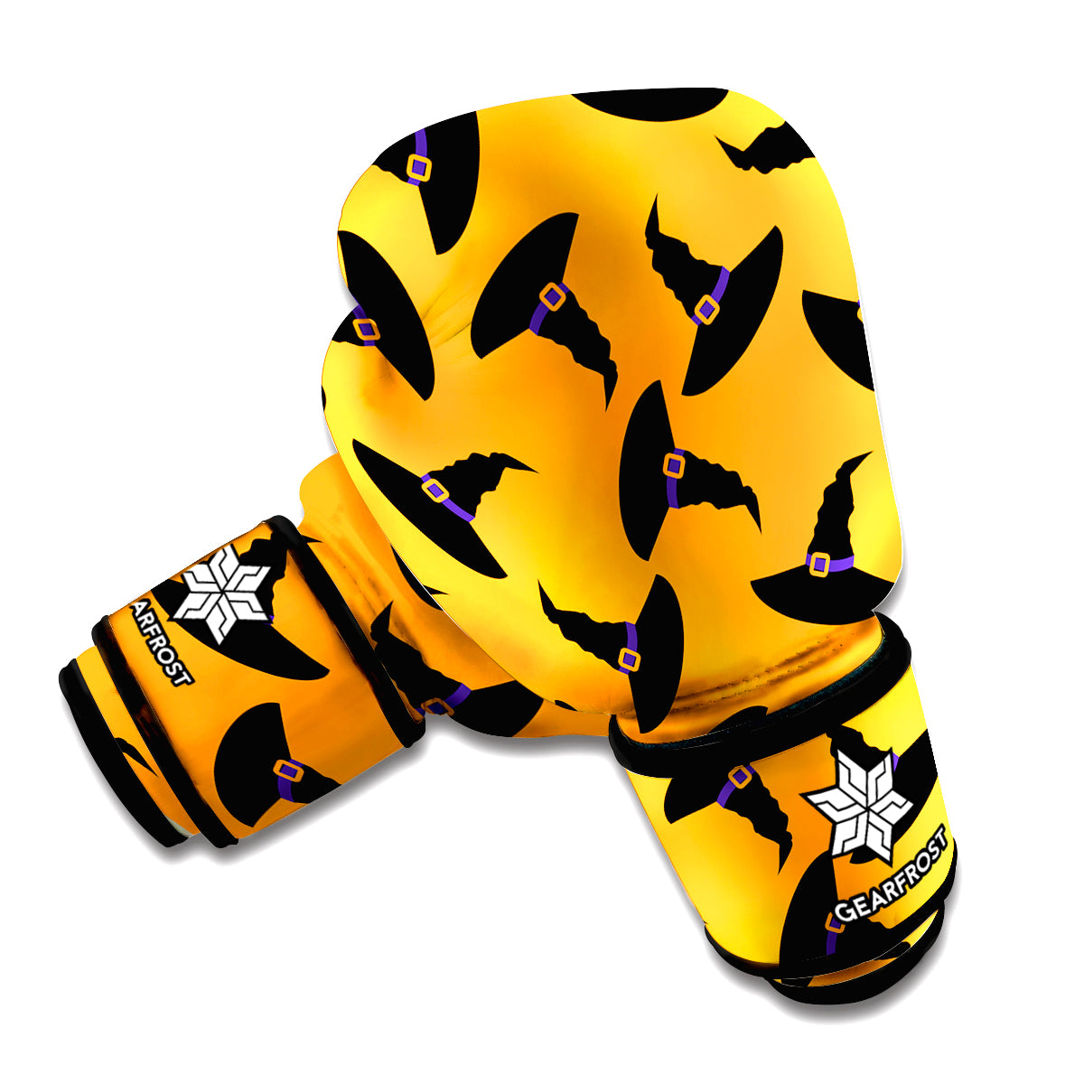 Halloween Witch Hat Pattern Print Boxing Gloves
