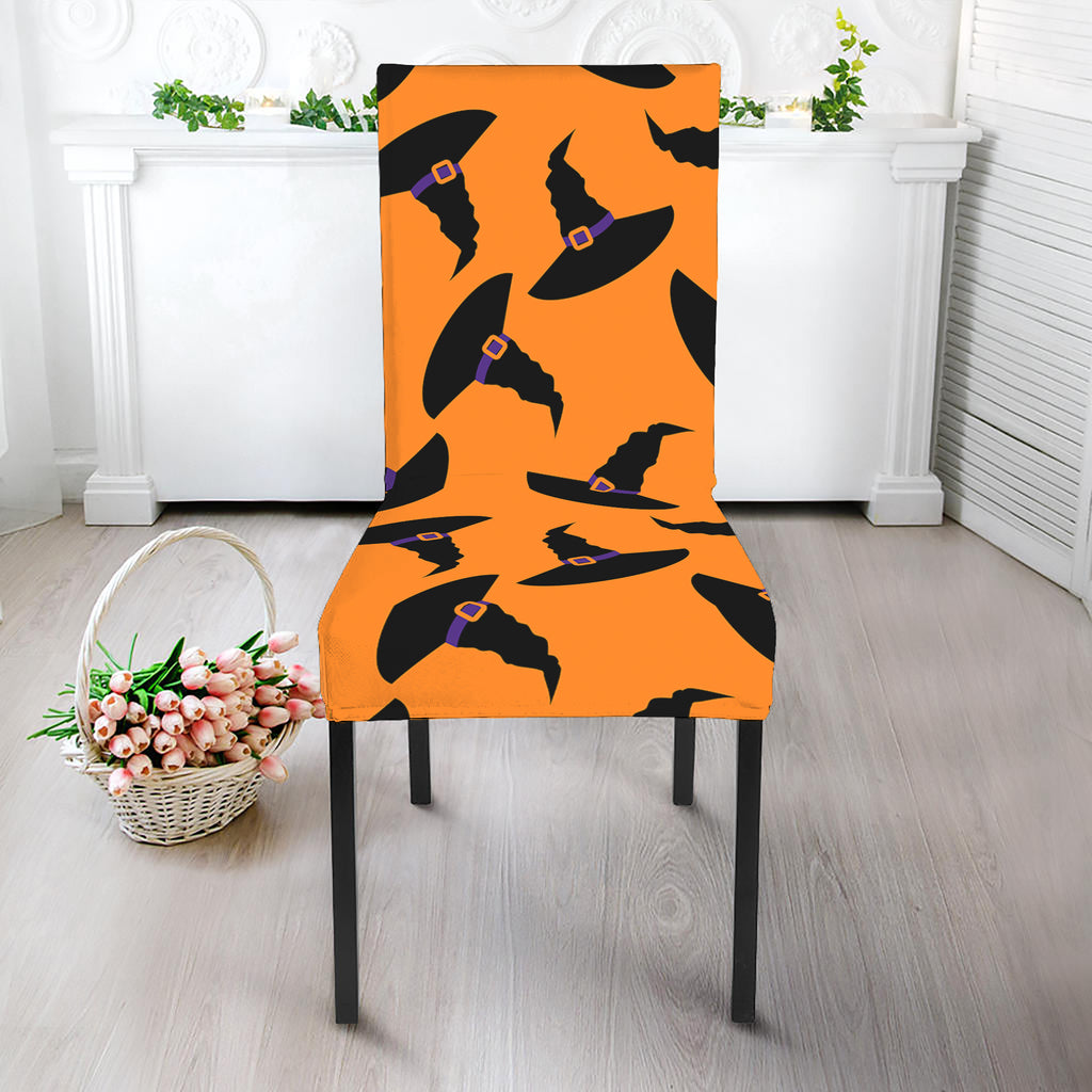 Halloween Witch Hat Pattern Print Dining Chair Slipcover
