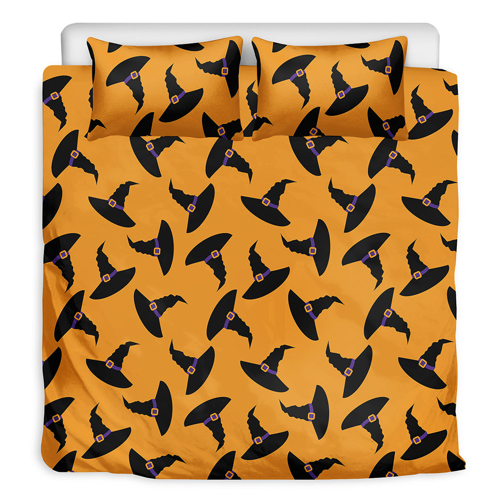 Halloween Witch Hat Pattern Print Duvet Cover Bedding Set