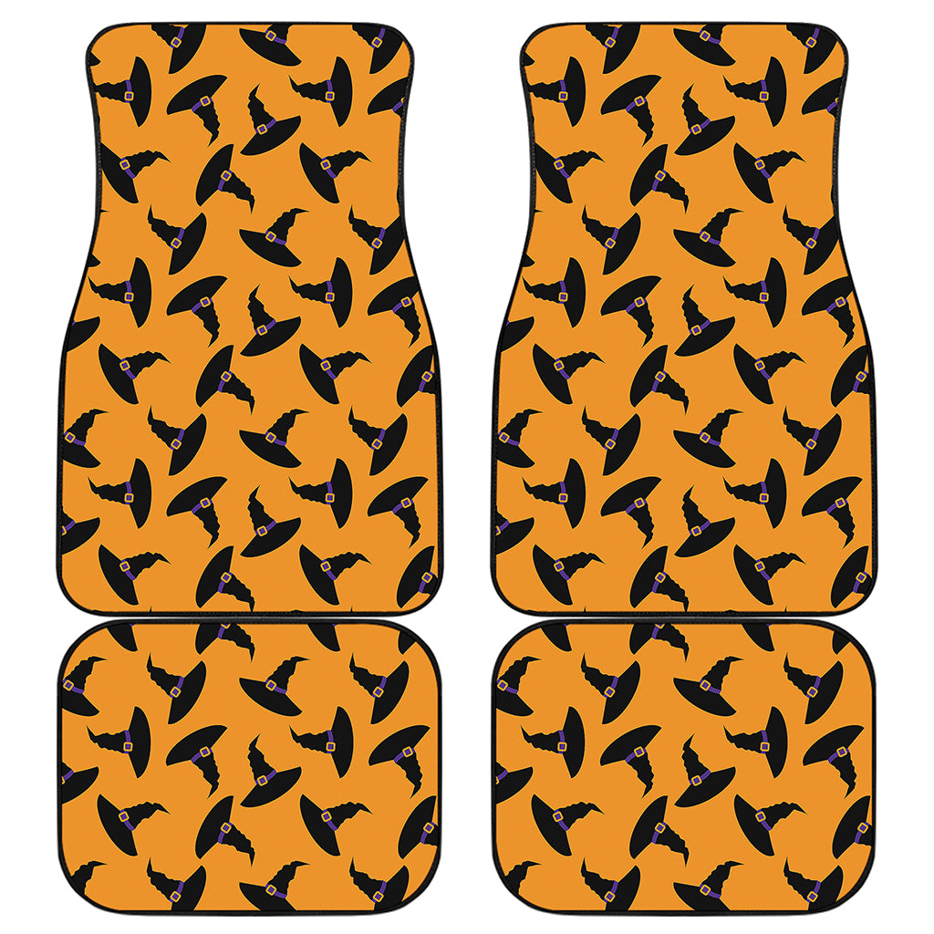 Halloween Witch Hat Pattern Print Front and Back Car Floor Mats