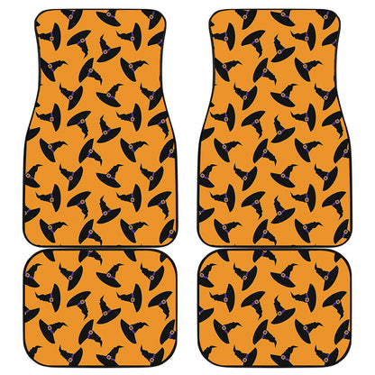 Halloween Witch Hat Pattern Print Front and Back Car Floor Mats