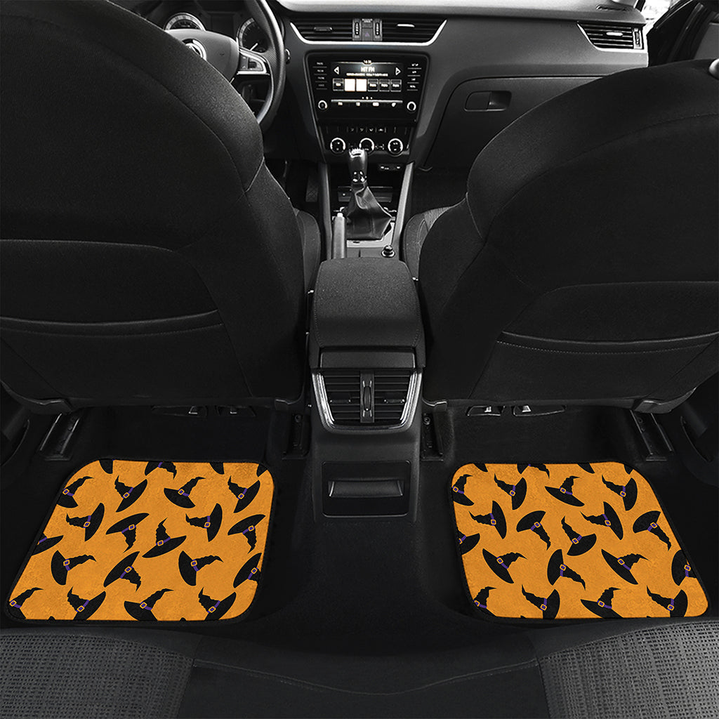 Halloween Witch Hat Pattern Print Front and Back Car Floor Mats