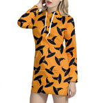 Halloween Witch Hat Pattern Print Hoodie Dress