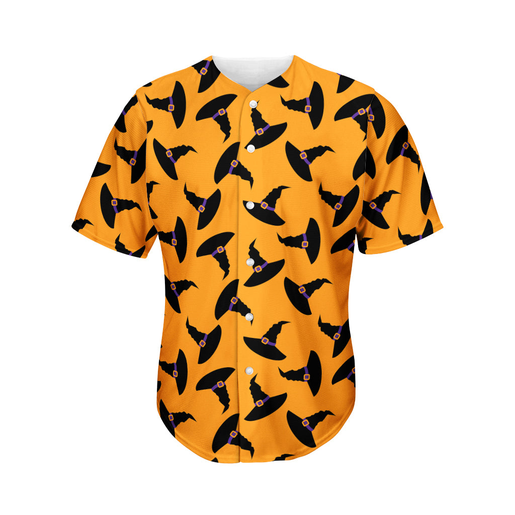 Halloween Witch Hat Pattern Print Men's Baseball Jersey