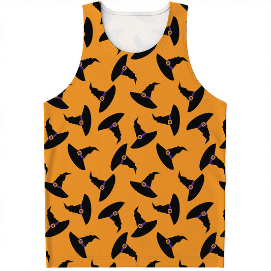 Halloween Witch Hat Pattern Print Men's Tank Top