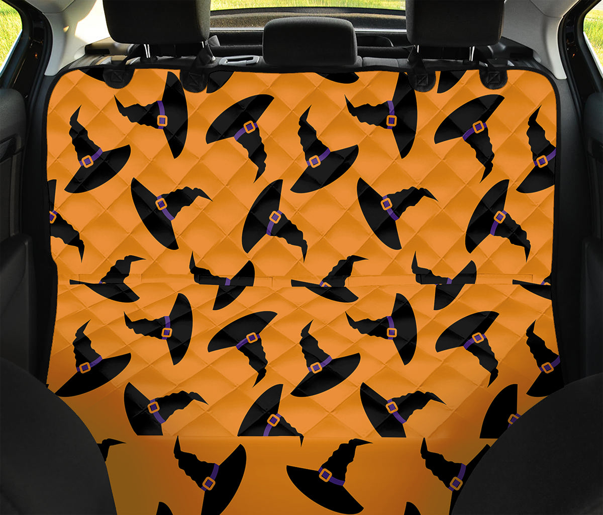 Halloween Witch Hat Pattern Print Pet Car Back Seat Cover