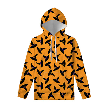 Halloween Witch Hat Pattern Print Pullover Hoodie