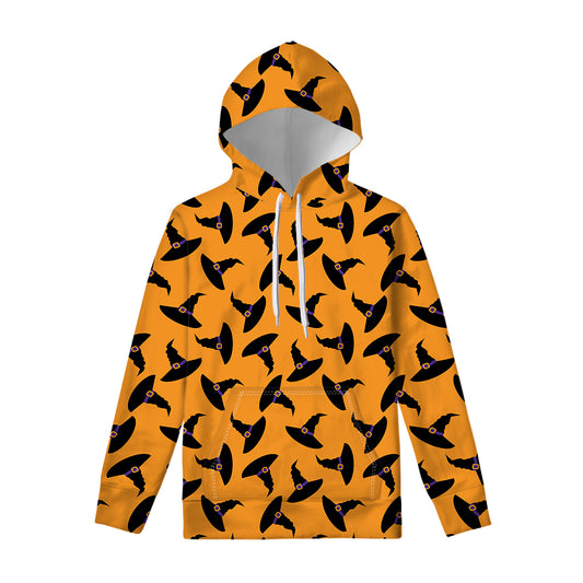 Halloween Witch Hat Pattern Print Pullover Hoodie