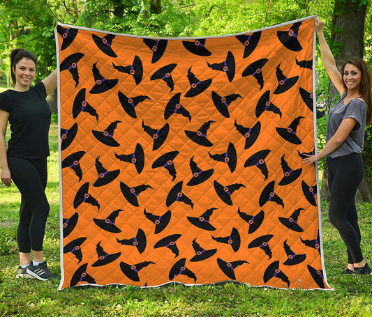 Halloween Witch Hat Pattern Print Quilt