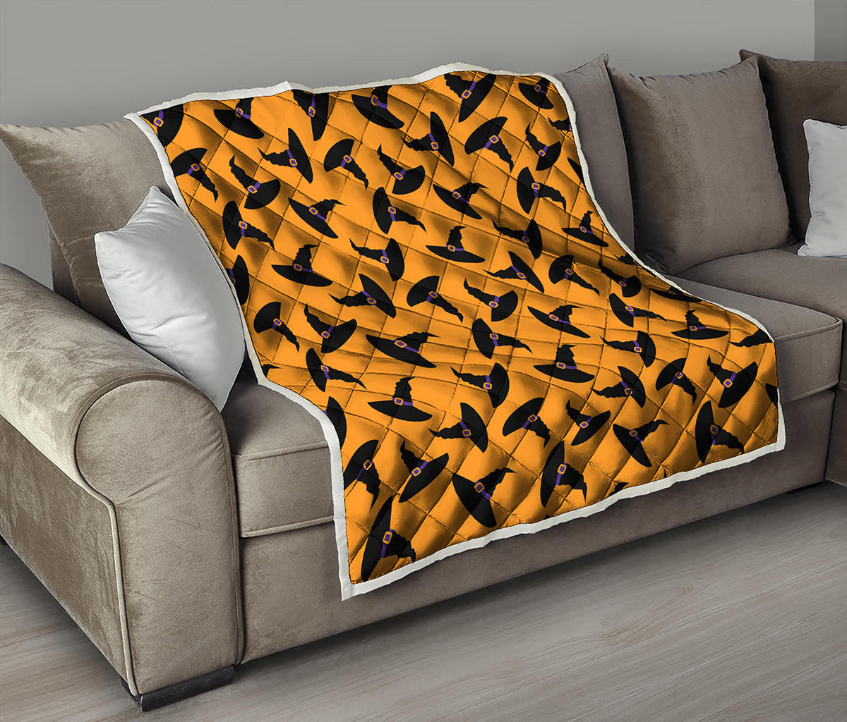 Halloween Witch Hat Pattern Print Quilt
