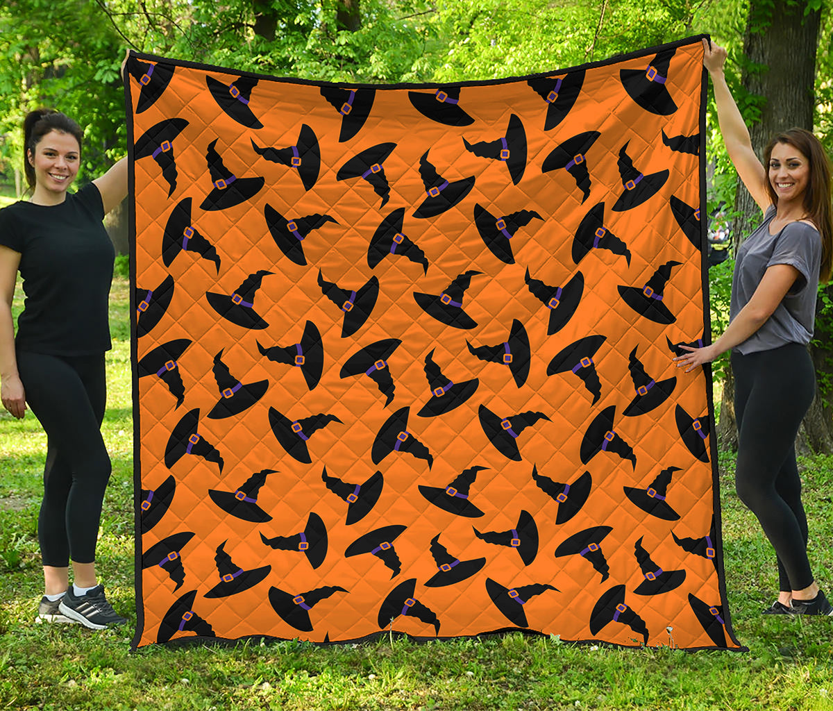Halloween Witch Hat Pattern Print Quilt