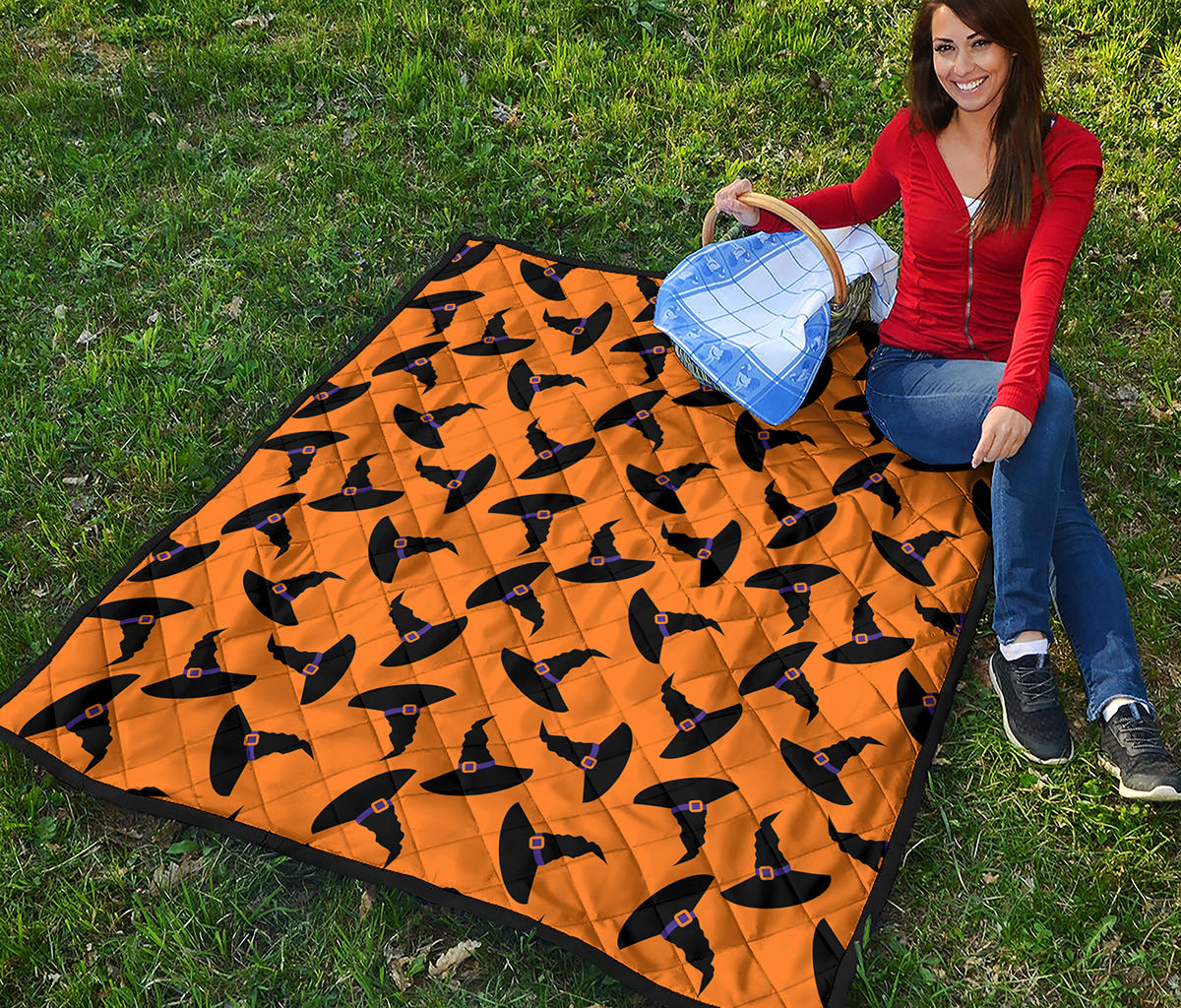 Halloween Witch Hat Pattern Print Quilt