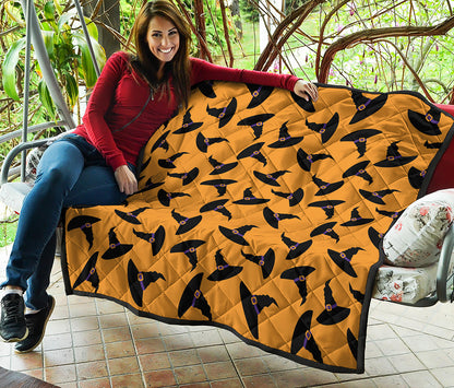 Halloween Witch Hat Pattern Print Quilt