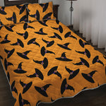 Halloween Witch Hat Pattern Print Quilt Bed Set