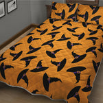 Halloween Witch Hat Pattern Print Quilt Bed Set