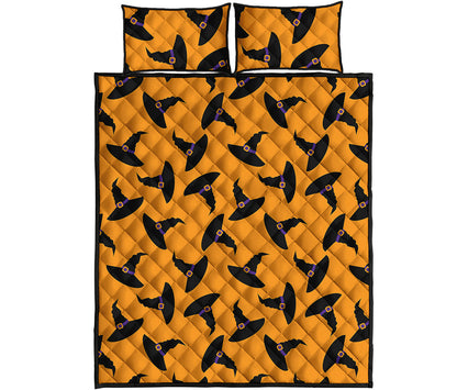 Halloween Witch Hat Pattern Print Quilt Bed Set