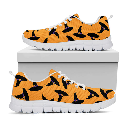 Halloween Witch Hat Pattern Print White Sneakers