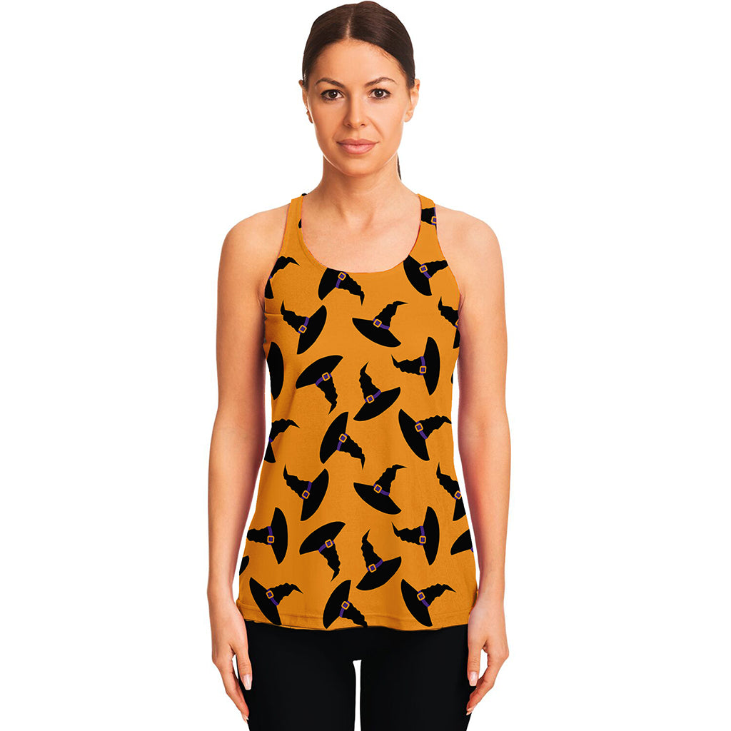 Halloween Witch Hat Pattern Print Women's Racerback Tank Top