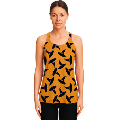 Halloween Witch Hat Pattern Print Women's Racerback Tank Top