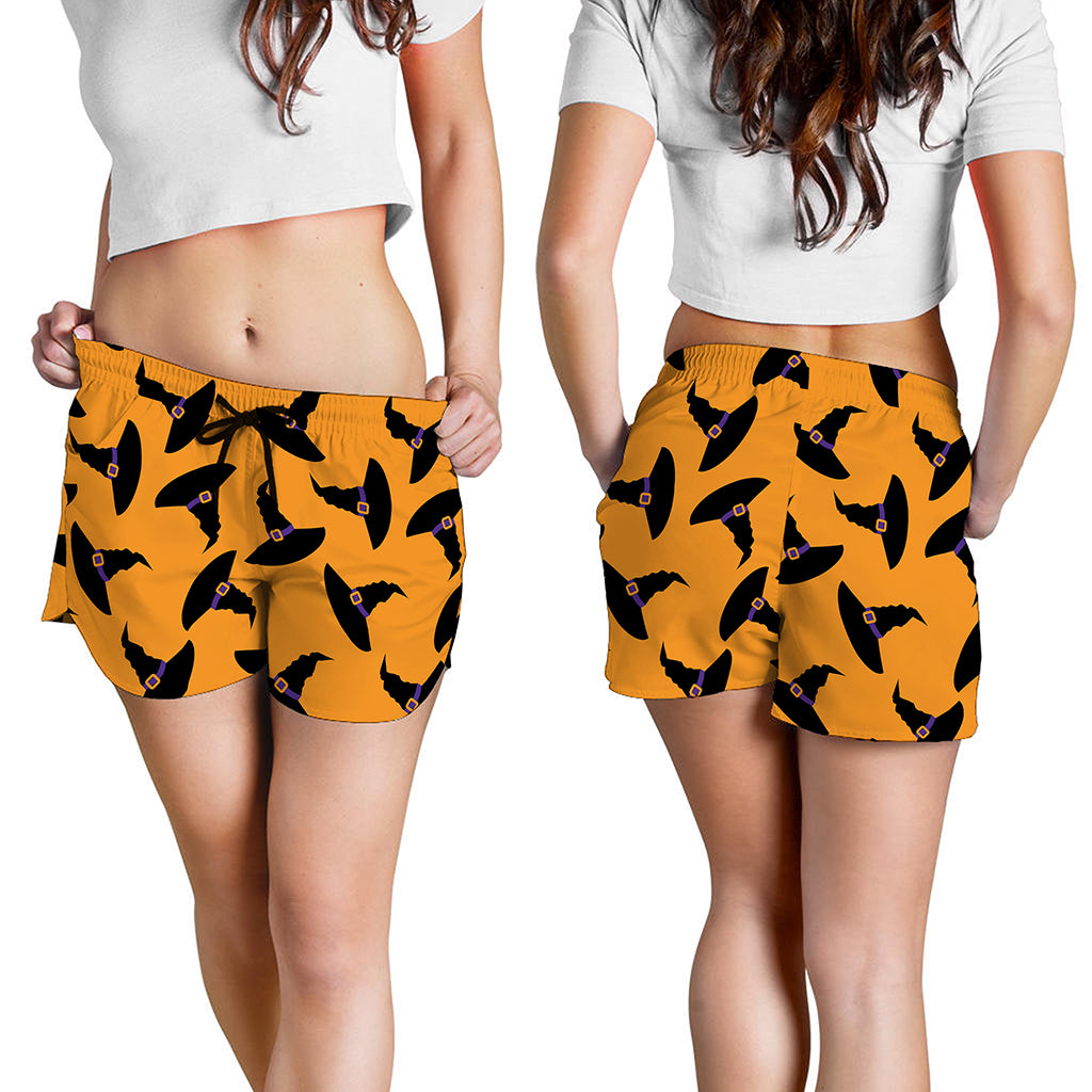 Halloween Witch Hat Pattern Print Women's Shorts