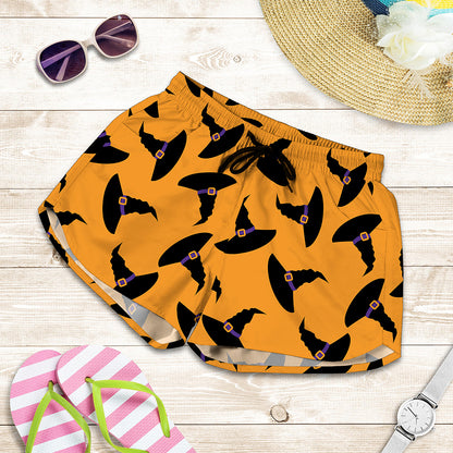 Halloween Witch Hat Pattern Print Women's Shorts