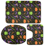 Halloween Wizard Pattern Print 3 Piece Bath Mat Set