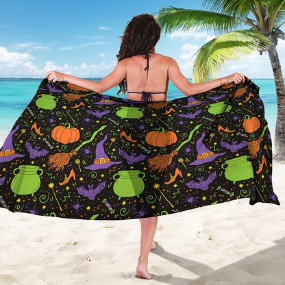 Halloween Wizard Pattern Print Beach Sarong Wrap