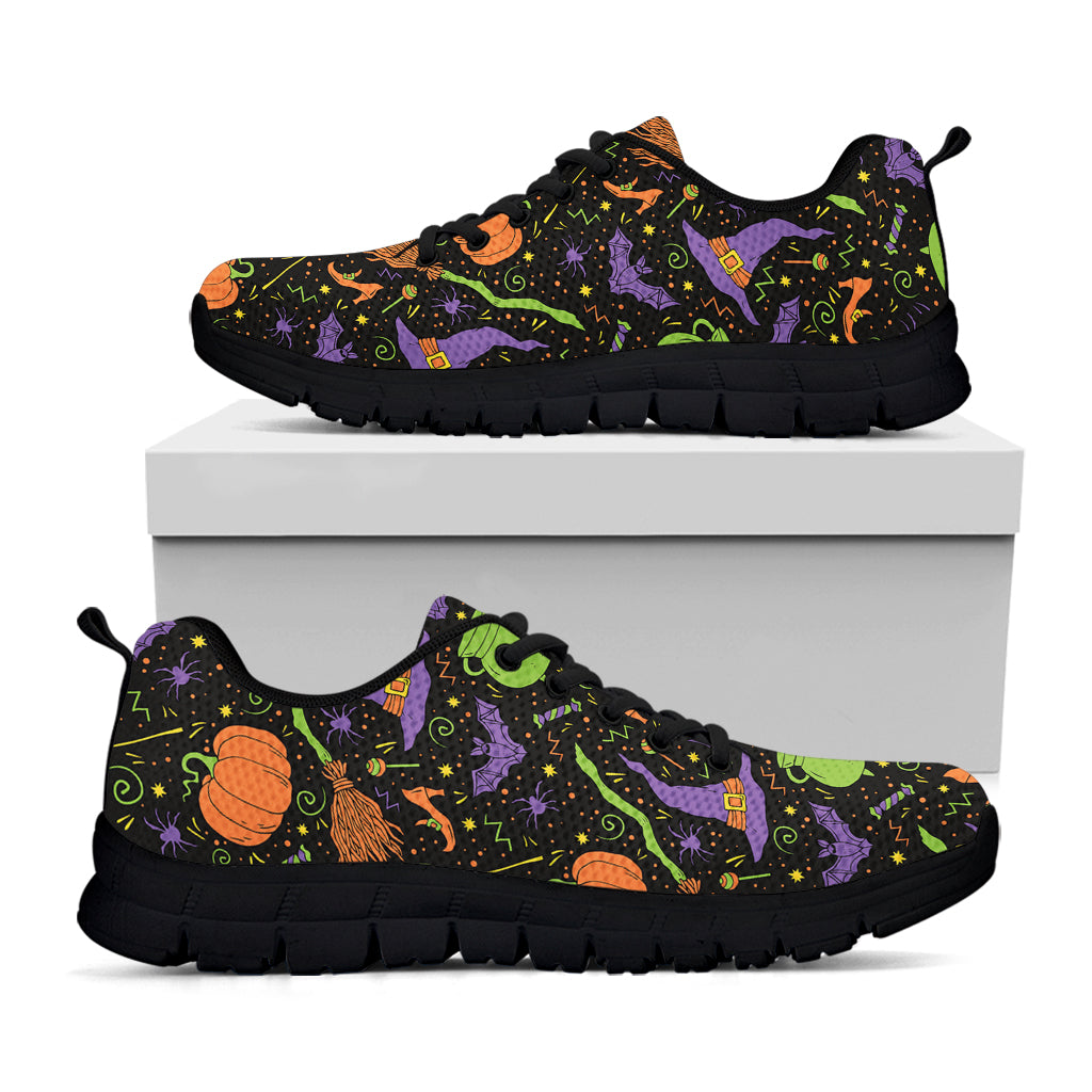 Halloween Wizard Pattern Print Black Sneakers