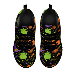 Halloween Wizard Pattern Print Black Sneakers