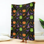 Halloween Wizard Pattern Print Blanket