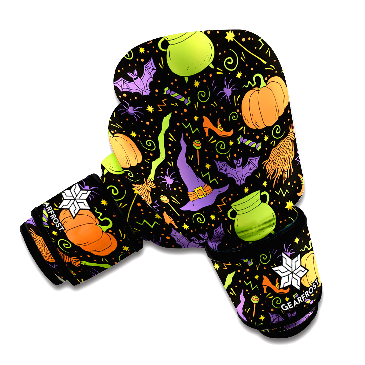 Halloween Wizard Pattern Print Boxing Gloves