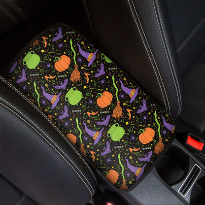 Halloween Wizard Pattern Print Car Center Console Cover
