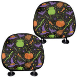 Halloween Wizard Pattern Print Car Headrest Covers