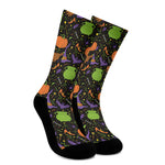 Halloween Wizard Pattern Print Crew Socks