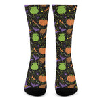 Halloween Wizard Pattern Print Crew Socks