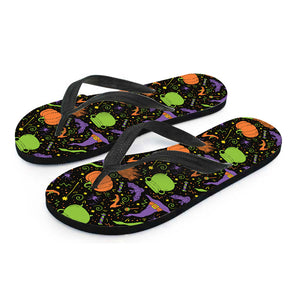 Halloween Wizard Pattern Print Flip Flops