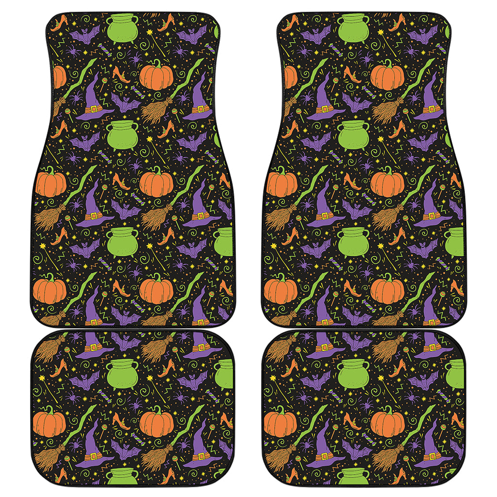 Halloween Wizard Pattern Print Front and Back Car Floor Mats