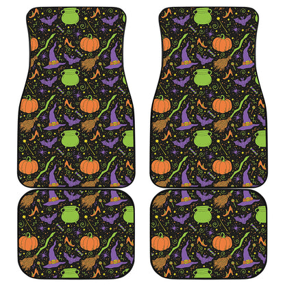Halloween Wizard Pattern Print Front and Back Car Floor Mats