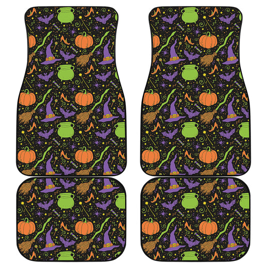 Halloween Wizard Pattern Print Front and Back Car Floor Mats