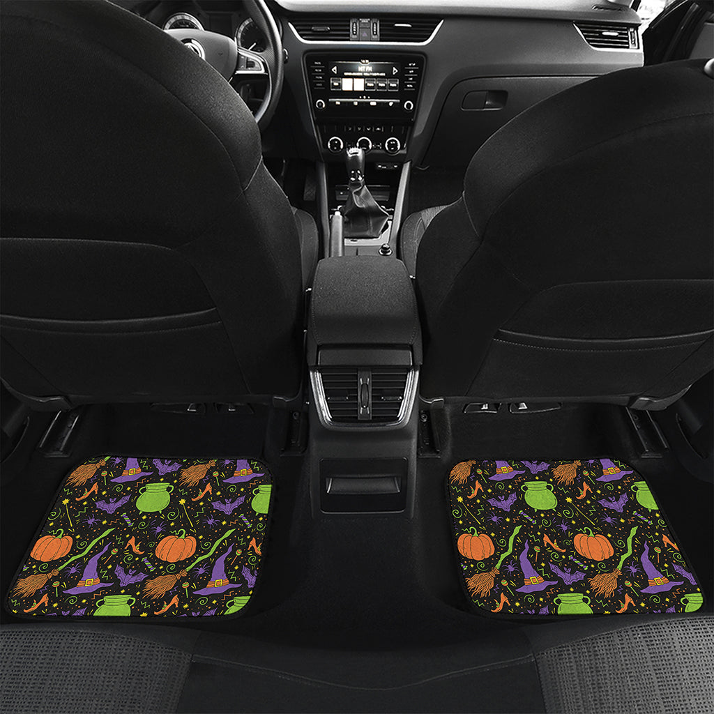 Halloween Wizard Pattern Print Front and Back Car Floor Mats